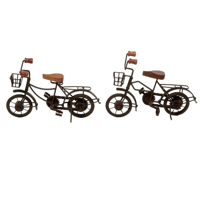 Metal Bike Sculpture with Wood Accents - Set of 2 Black - Roche River Decor - Black or Gold