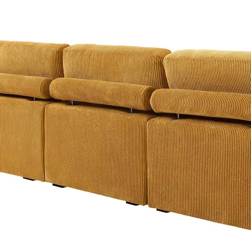 Modern L-Shaped Corduroy Modular Sectional Couch Sofa with Pillows