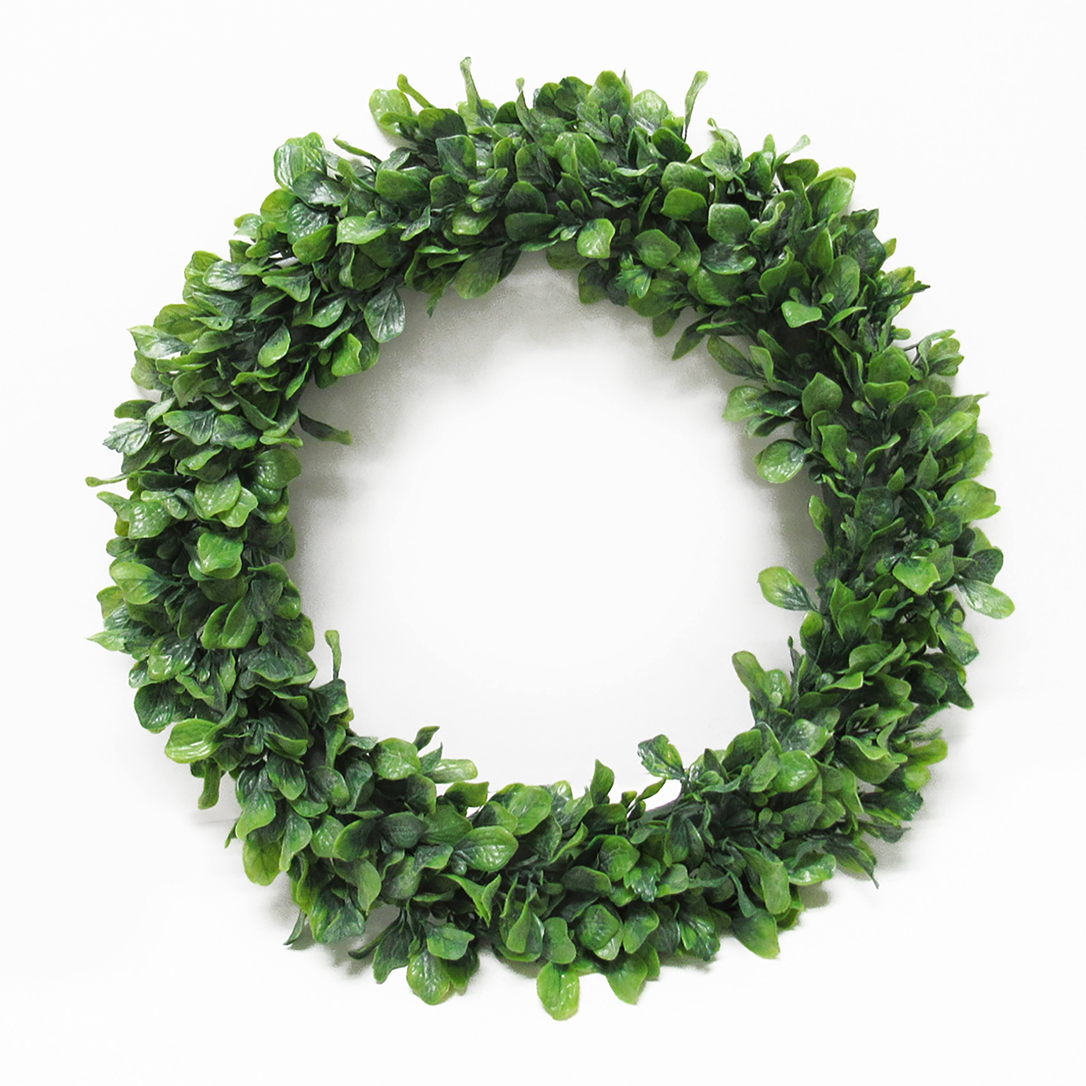 Frosted Green Artificial Lamb's Ear Leaf Foliage Greenery Wreath 18in ...