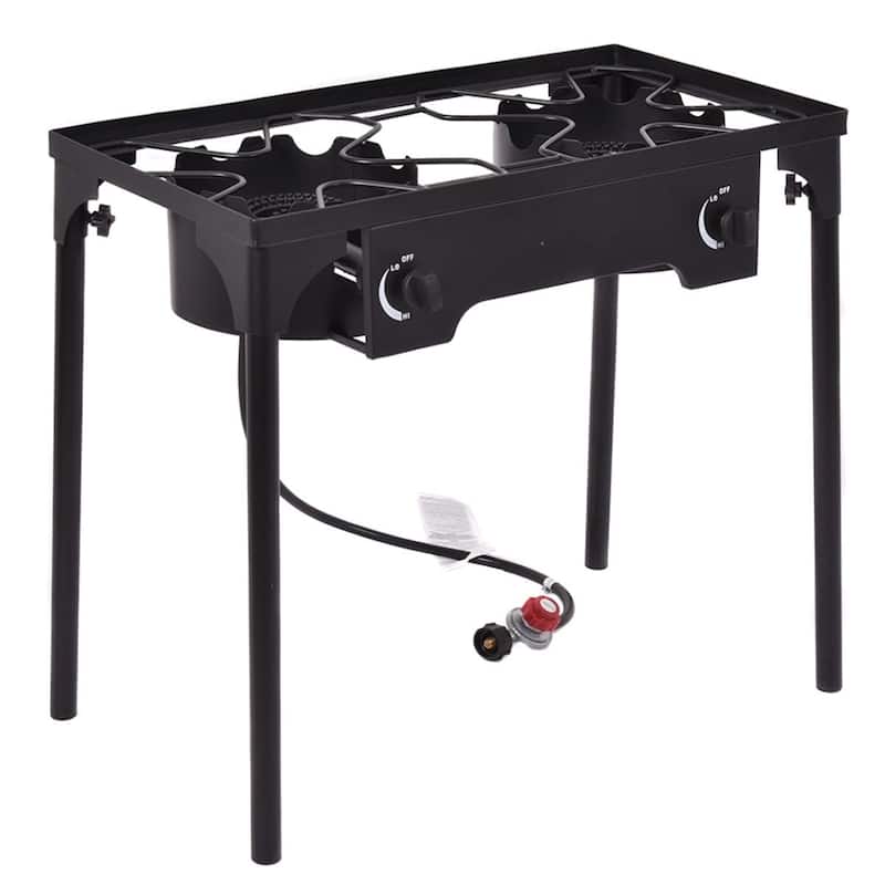 High-Performance 150,000 BTU Double Burner Outdoor Stove for BBQ and Grill - 31" x 16" x 28.5"