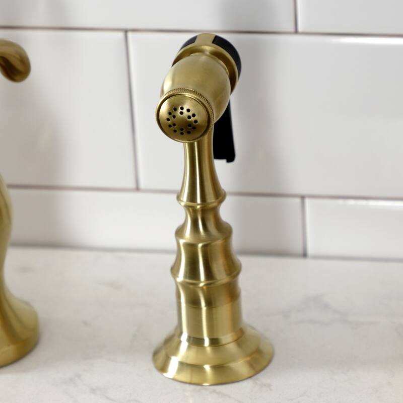 Kingston Brass French Country Bridge Kitchen Faucet with Brass Sprayer