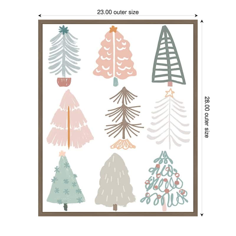 Christmas Tree Sketchbook II by June Erica Vess (23 x 28 in.), Framed Canvas Wall Art Print - Sylvie Dark Gold