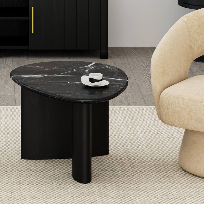 Mid-Century Modern Solid Wood & Marble Coffee Table