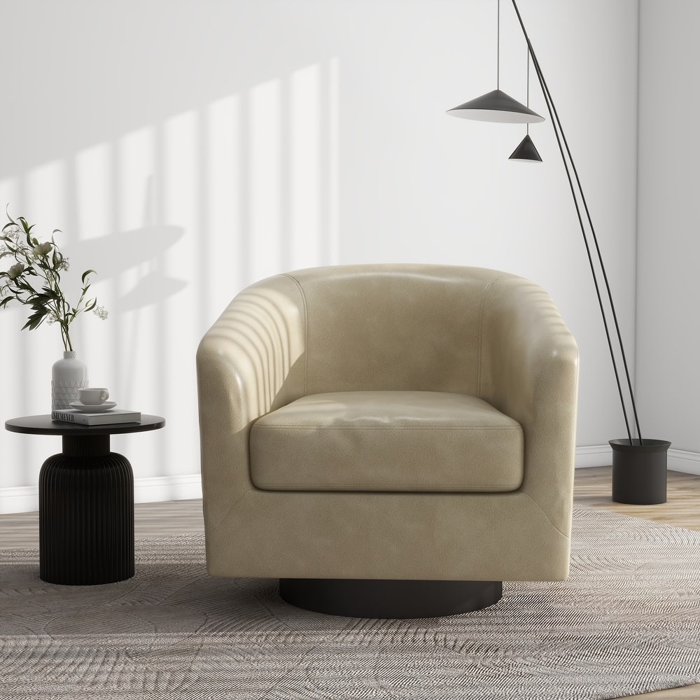 Modern Upholstered Barrel Chair Swivel Accent Chair for Living Room