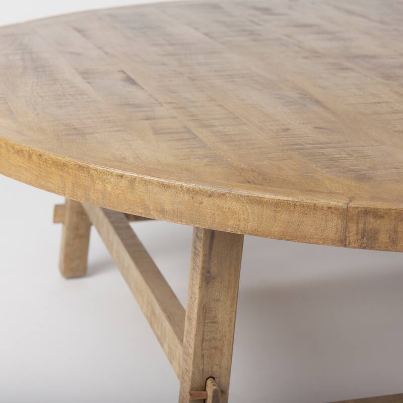 Rosie Medium Brown Solid Wood 48" Round Coffee Table - 48"L x 48"W x 16"H