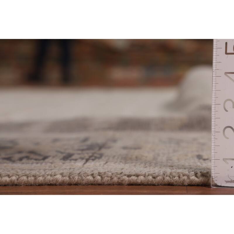 Heriz Serapi Indian Area Rug Handmade Beige Wool Carpet - 8'9" x 11'10"