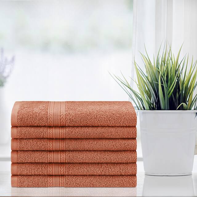 Superior Eco Friendly Cotton Soft and Absorbent Hand Towel - Set of 6 - Copper