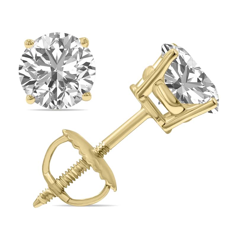 Marquee Lab Grown 2 Carat Total Weight Diamond Solitaire Earrings in 14K Yellow Gold