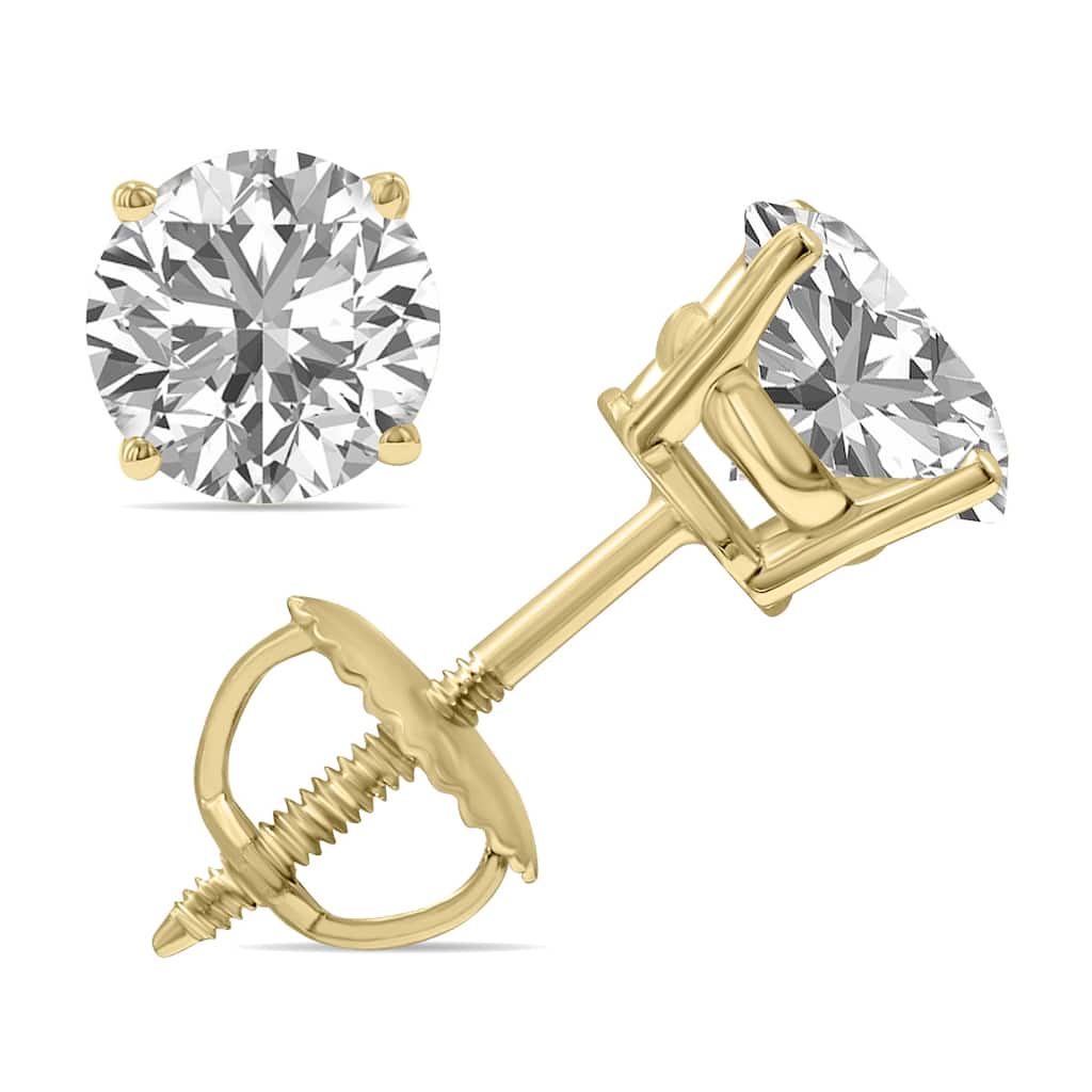 Marquee Lab Grown 2 Carat Total Weight Diamond Solitaire Earrings in 14K Yellow Gold