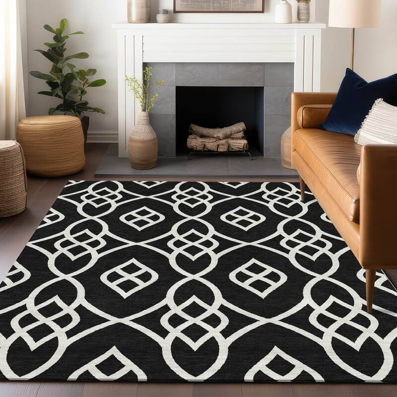 Machine Washable Indoor/ Outdoor Chantille Modern Trellis Rug