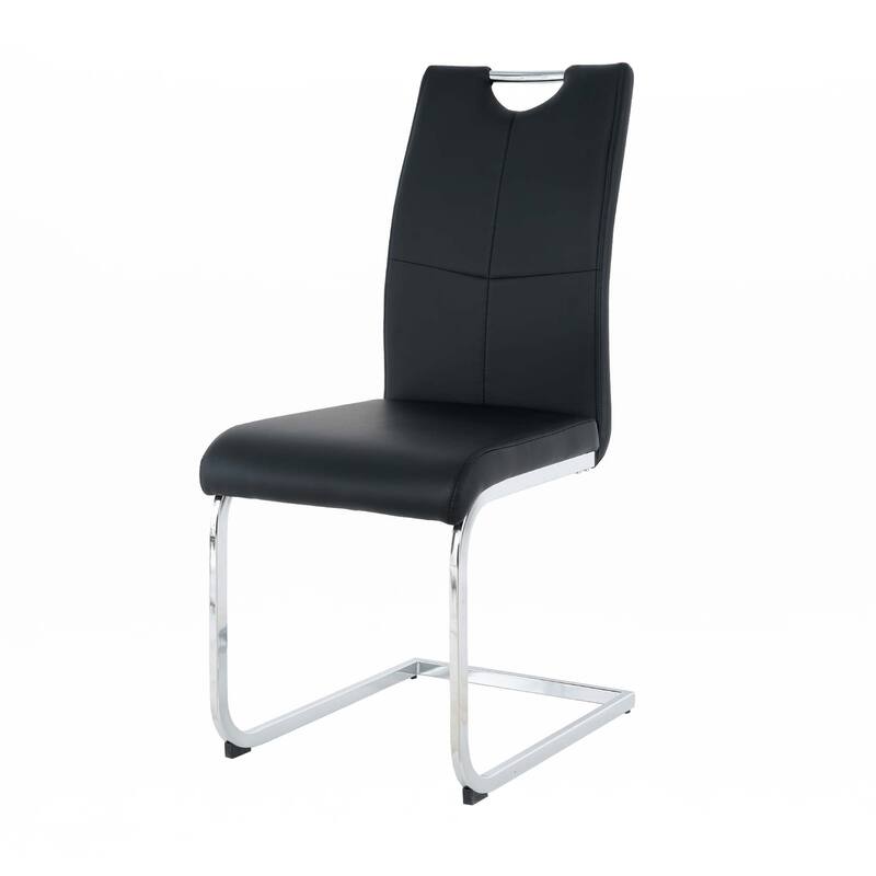PU Dining Chair Living Room Chair with Silver Leg(Set of 4)
