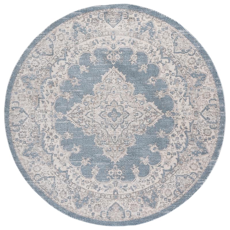 SAFAVIEH Harrison Dimitrija Transitional Rug - 6'7" Round - Blue/Ivory