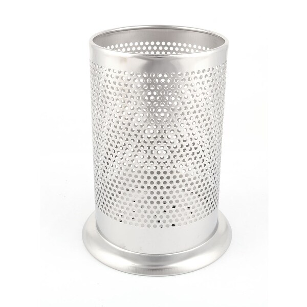 Kitchen Metal Tableware Fork Spoon Chopsticks Box Organizer Holder - Silver - 4.8" x 6.4"(D*H). Opens flyout.