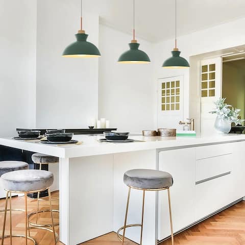1 - Light Modern Metal 11.02" Bowl Dome Island Pendant Light