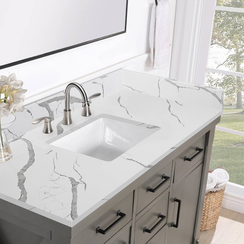 21in. White Feather Quartz Bath Vanity sidesplash - 21" x 4"