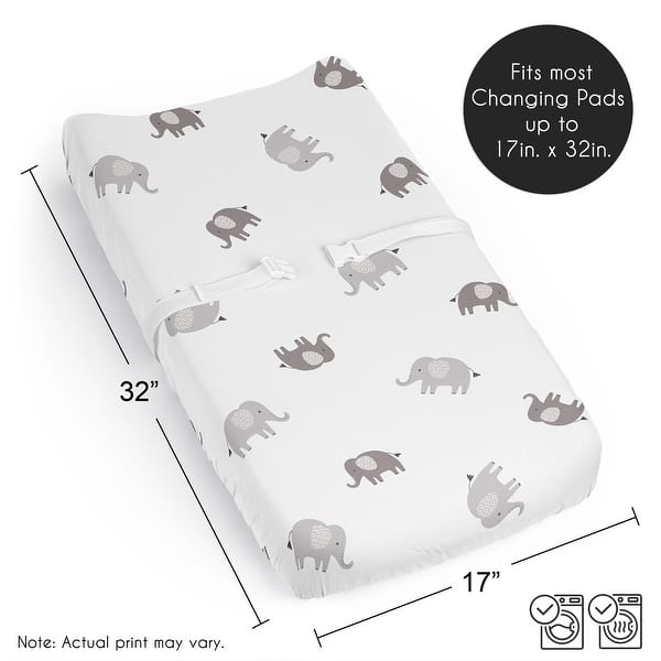 Sweet Jojo Designs Grey and White Boho Bohemian Elephant Boy Girl Gender Neutral Changing Pad Cover Sheet Safari Animals Modern