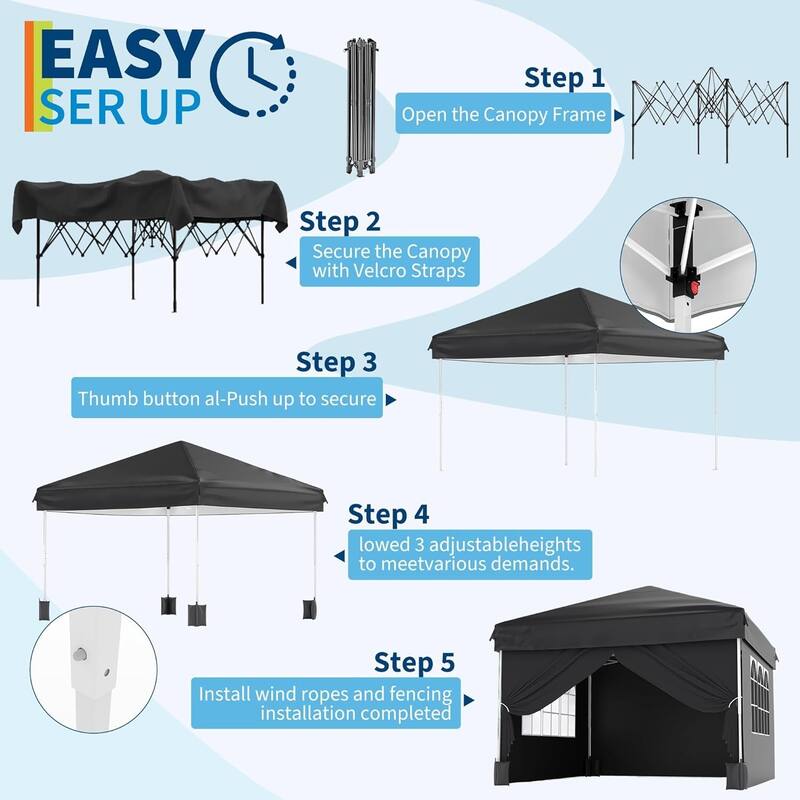 Instant Setup Portable Outdoor 10x10 Pop Up Canopy Tent with 4 Waterproof Sidewalls