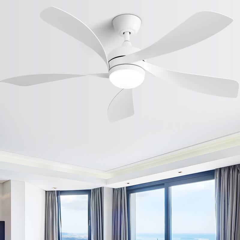 52 Inch Modern Ceiling Fan With 3 Color Dimmable 5 ABS Blades Remote Control Reversible DC Motor With Led Light