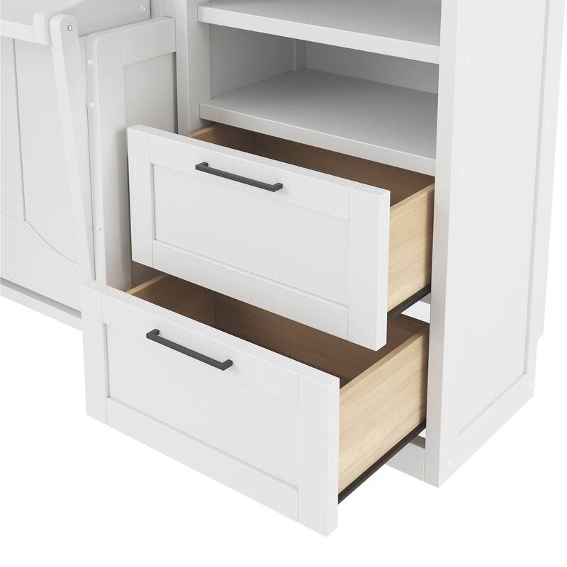 Superior Quality Full Size Murphy Bed Wall Bed with Closet, Drawers & Shelves, Multifunctional Space-Saving Solution, Gray