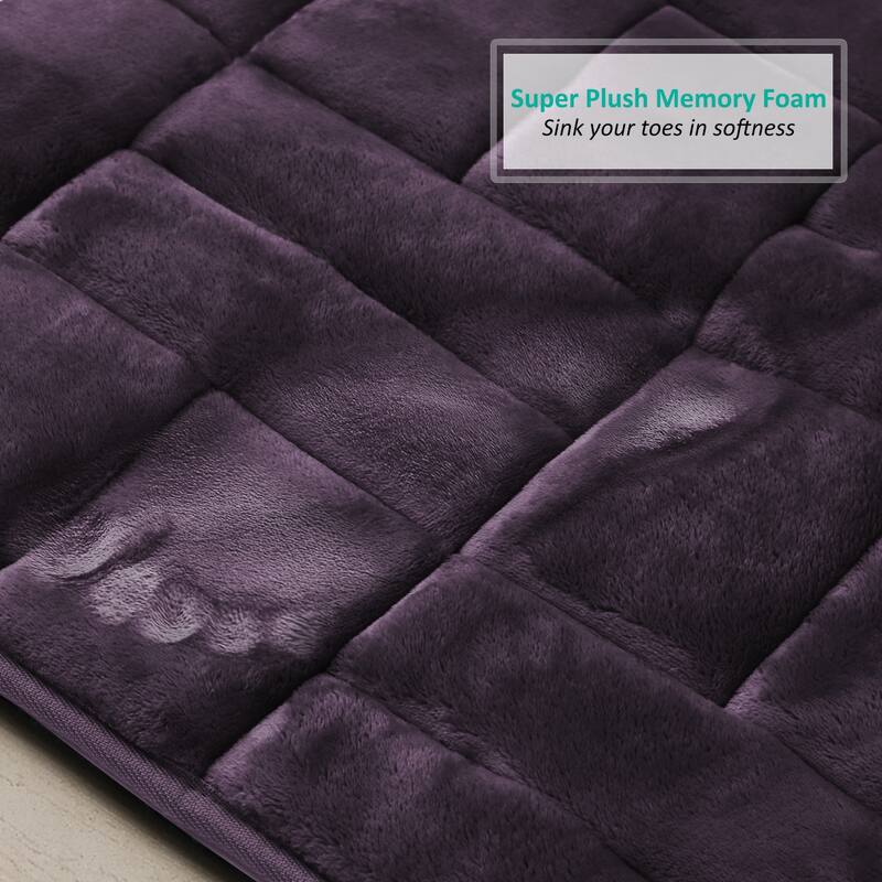 Clara Clark Ultra Soft Non Slip and Absorbent Bath Rug - Tiled Velvet Memory Foam Bath Mat