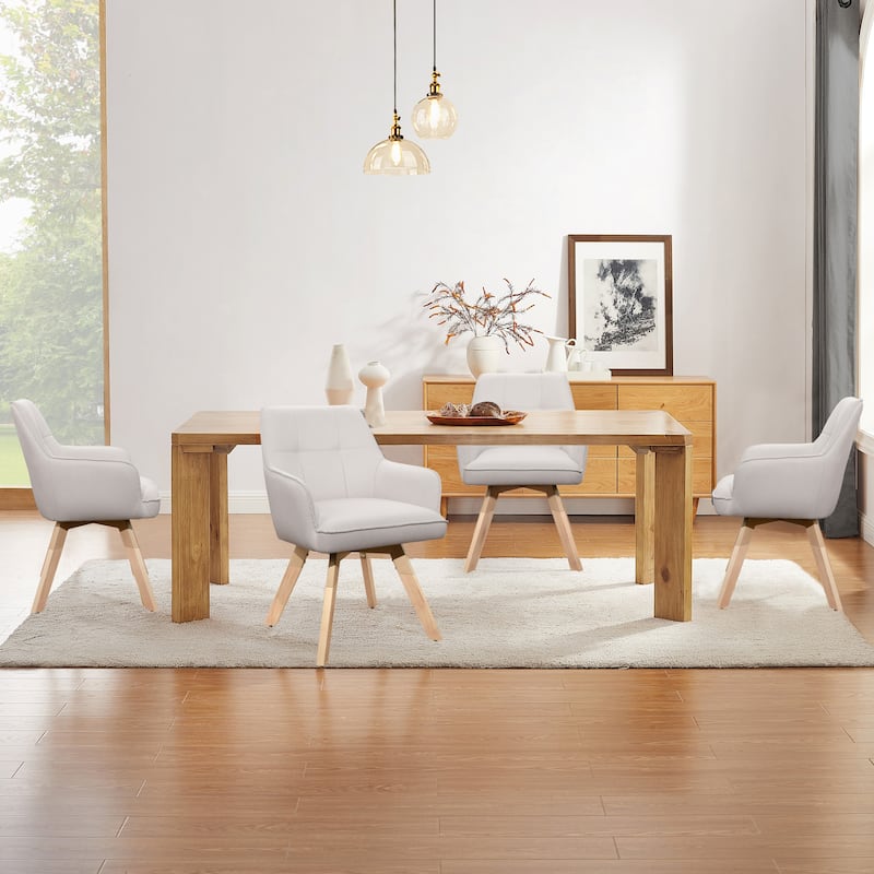 Art Leon Swivel Fabric Dining Arm Chair (Set of 2)