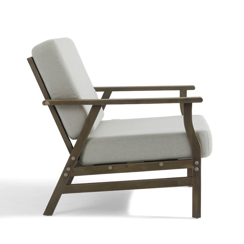 3-Piece Teak Outdoor Conversation Set with Cushions and Side Table