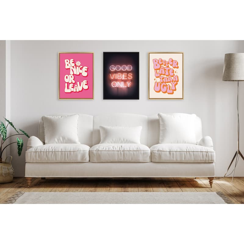 Kate and Laurel Sylvie Be Nice or Leave Framed Canvas by Honey Island Studio
