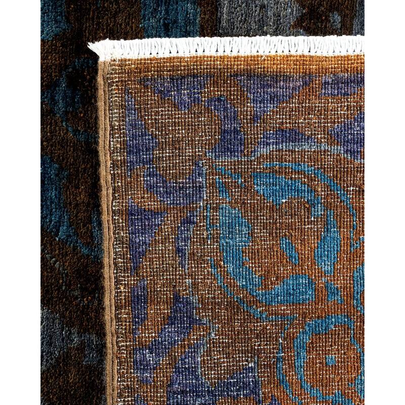 Overton Hand Knotted Wool Vintage Inspired Modern Contemporary Overdyed Blue Area Rug - 6' 1" x 8' 10"