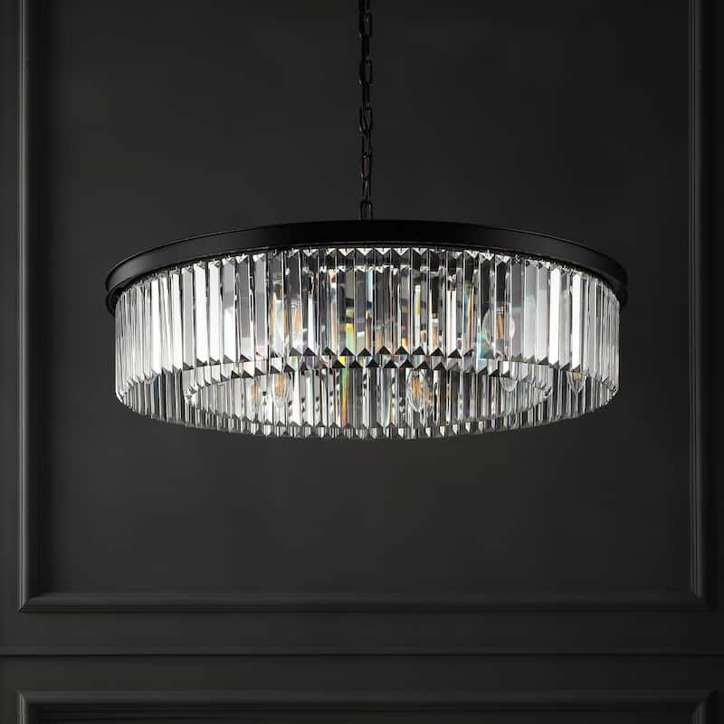 SAFAVIEH Couture Greta Crystal Pendant - 31.5 In W x 31.5 In D x 13.5 / 61.5 In H - Black