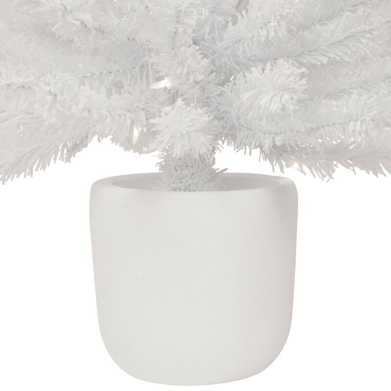 3.5' Potted Winter Pine White Tinsel Artificial Tree Clear Lights - 3.5 Foot