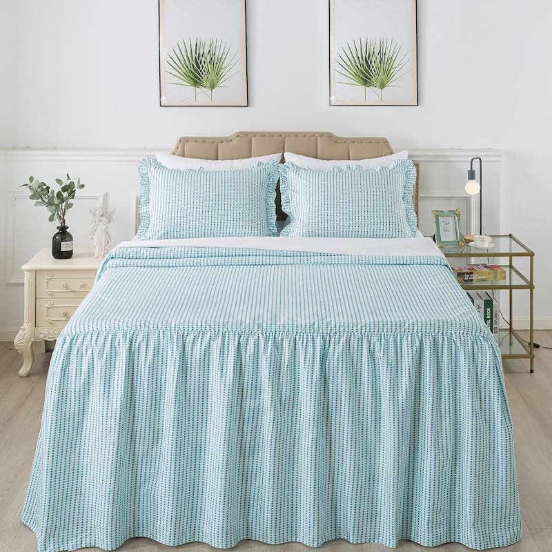 Polka Dot Ruffle Skirt bedspread with 30-inch Drop