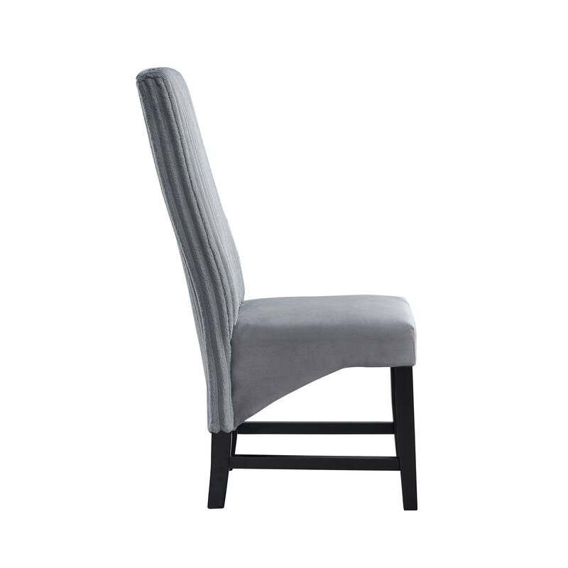 Kini Gray Corduroy & Black Finish Side Chair (Set of 2)