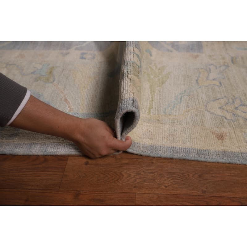 Blue Vegetable Dye Oushak Oriental Large Area Rug Handmade Wool Carpet - 10'5"x 13'7"