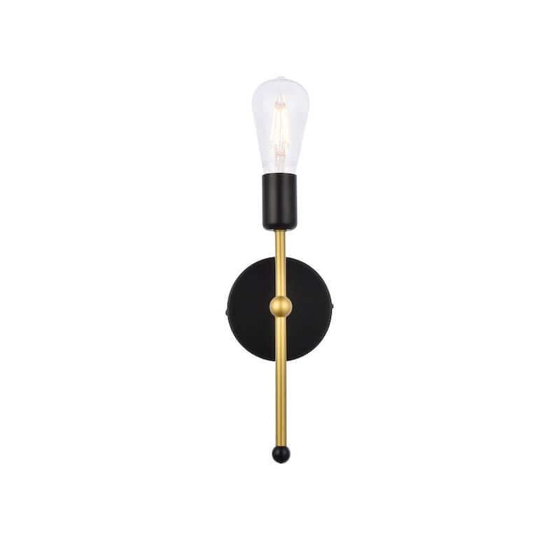 Elegant Lighting LD2356 Keely 12" Tall Bathroom Sconce - Black / Brass
