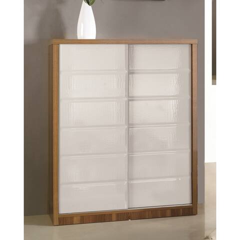 Altos Walnut Wooden 5-shelf Shoe Cabinet with White Sliding Door