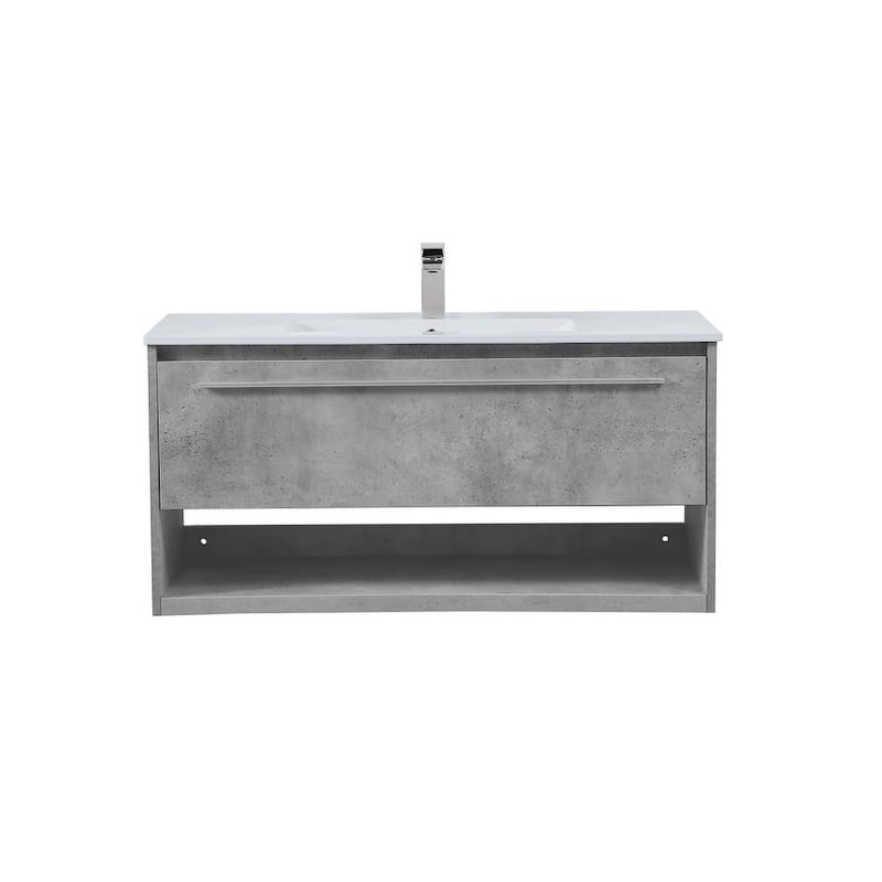 Elegant Lighting VF43040 Kasper 40" Wall Mounted Single Basin Vanity - Concrete Grey - Steel Finish