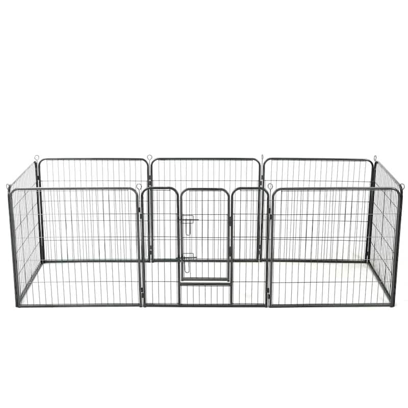 vidaXL Dog Playpen 8 Panels Steel 31.5"x31.5" Black - 31.5" x 31.5"