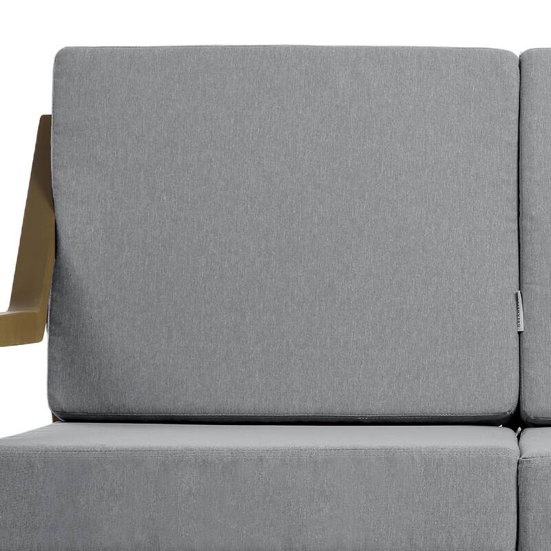 Outdoor Wood Teak Patio 2 Seater Loveseat with Cushion