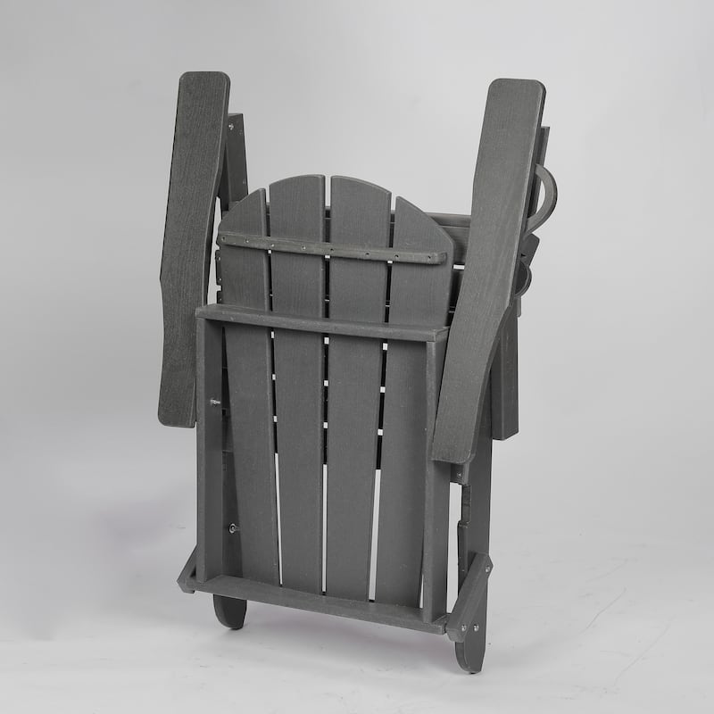 Folding Adirondack Chair Gray Outdoor Chair with Cup Holder, Arm Chair Reading Chair Accent Chair Side Chair