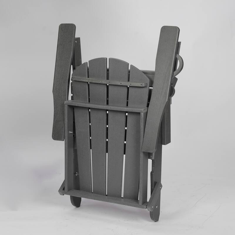 HDPE Folding Adirondack Chair with Dual Cup Holder - Composite Adirondack Chair with Wood Texture