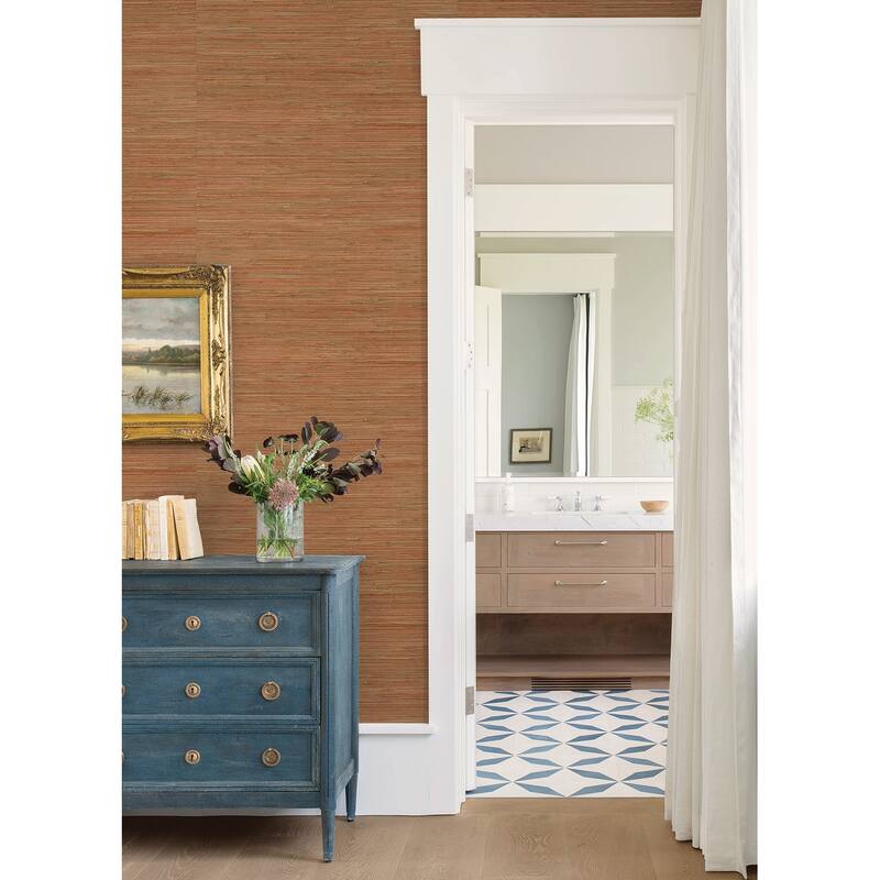 A-Street Prints Shuang Coral Handmade Grasscloth Wallpaper