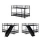 preview thumbnail 15 of 17, Twin over Twin Size Metal Bunk Bed with Slide and Guardrails, Black