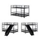 preview thumbnail 13 of 37, Twin over Twin Size Metal Bunk Bed with Slide and Guardrails