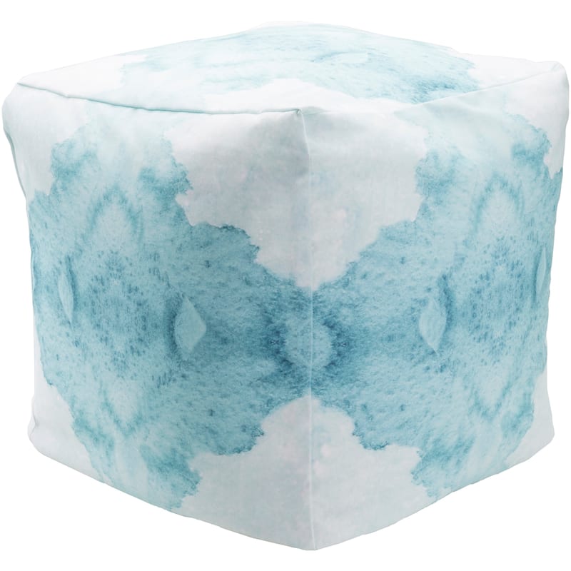 Babiana Modern Abstract Teal 18" Pouf