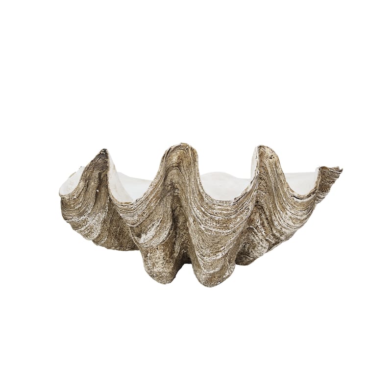 Decorative Resin Clam Wall Bowl - 14.4"L x 9.6"W x 7.5"H - Beige - 14.4"L x 9.6"W x 7.5"H