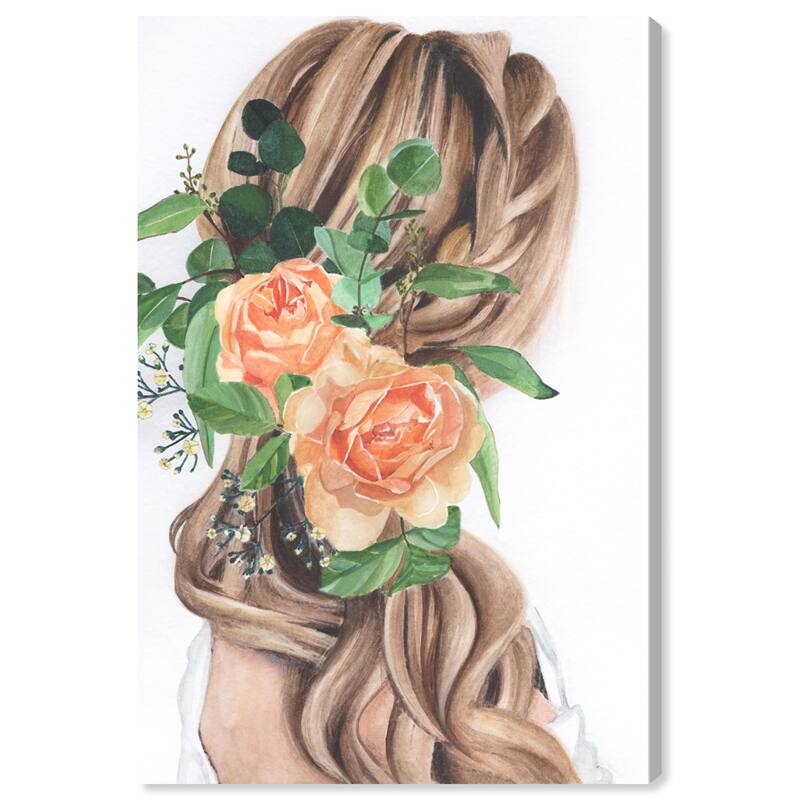 Wynwood Studio Fashion and Glam Her braids Orange and Pastel Orange Traditional Wall Art Canvas Print
