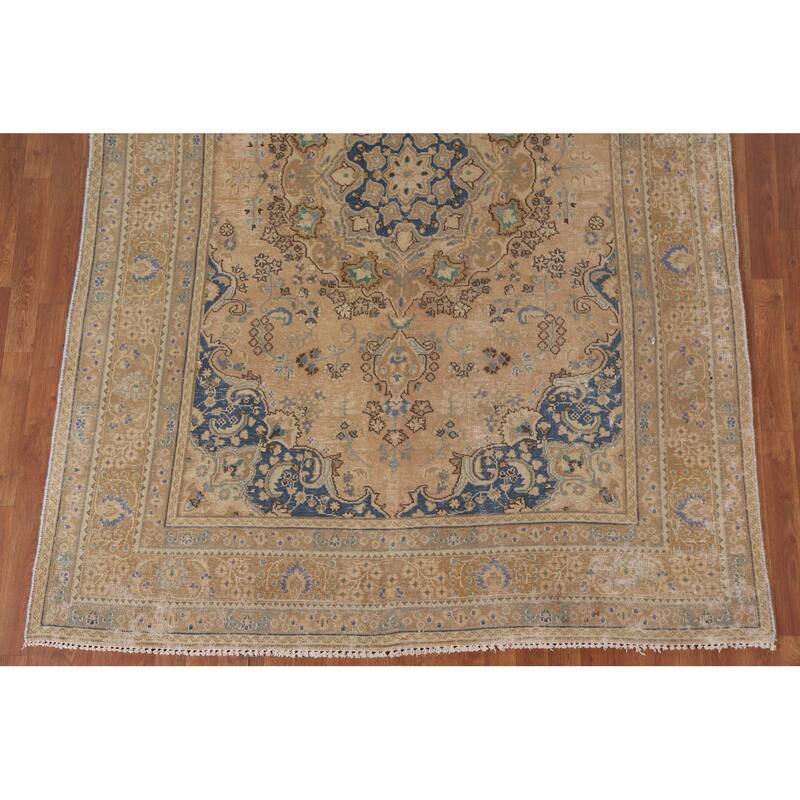 Hand Knotted Oriental 100% Wool Carpet Traditional Floral Oranges & Rust Mashad Area Rug - 9' 5'' X 6' 3''