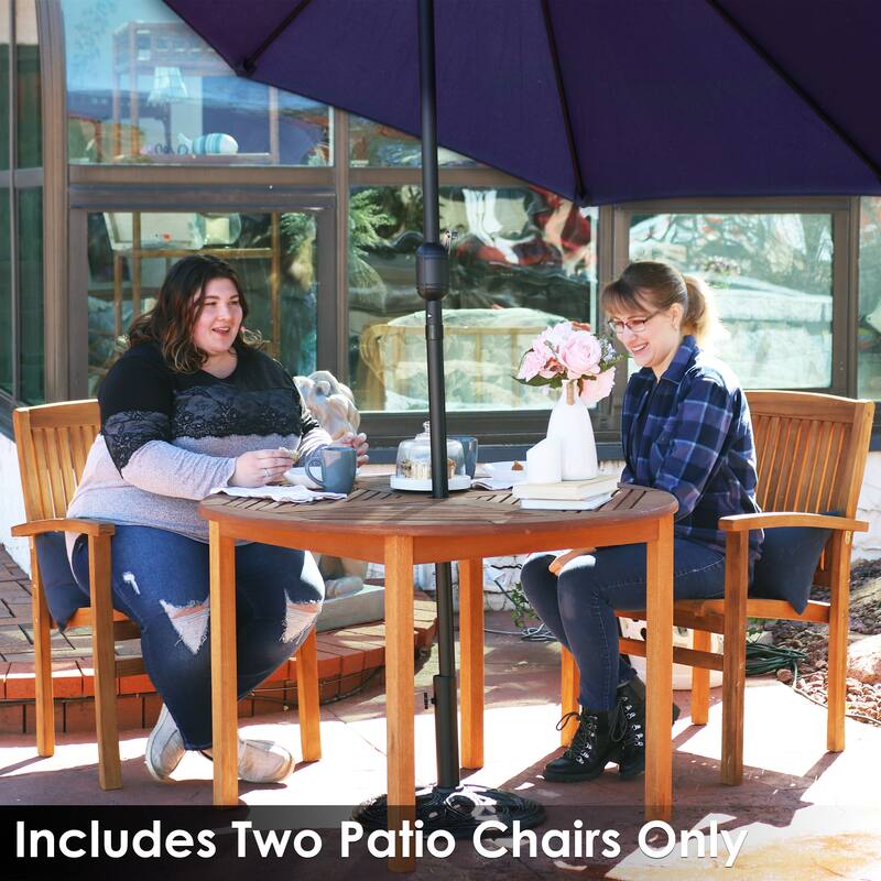 Sunnydaze Teak Wood Stackable Outdoor Patio Dining Chair