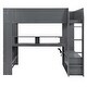 preview thumbnail 16 of 14, Dark Gray Full Size Solid Wood MDF Gaming Loft Bed with Desk and Charging Station