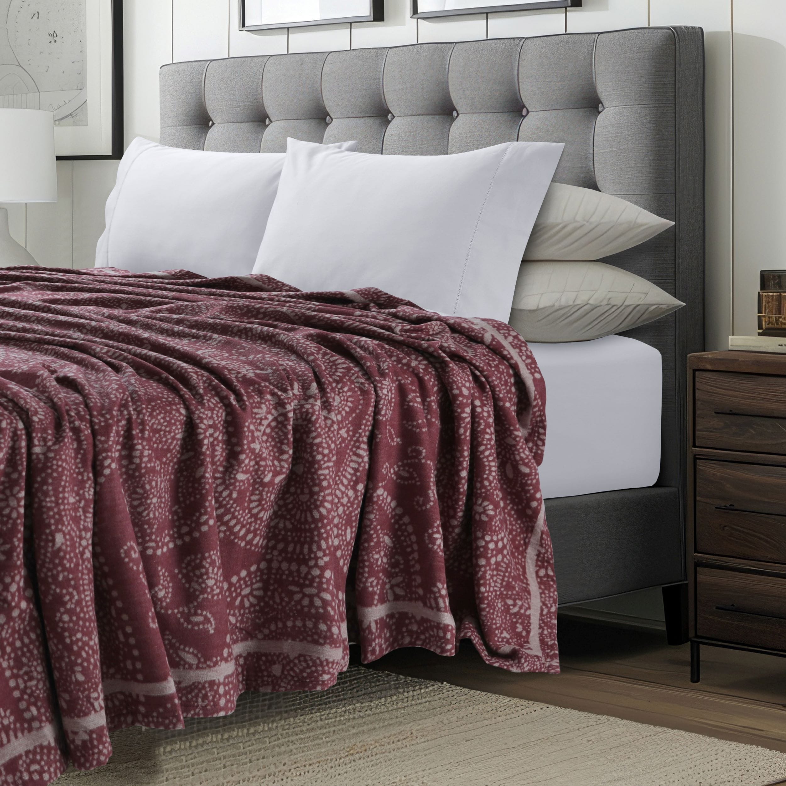 Tribeca Living German Yarn Dyed Organic Cotton Soft Cozy Throw Blanket-image